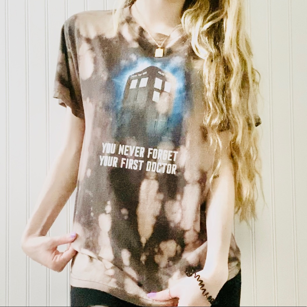 UPCYCLED Doctor Who Bleach Tie-Dye Acid Wash Tee